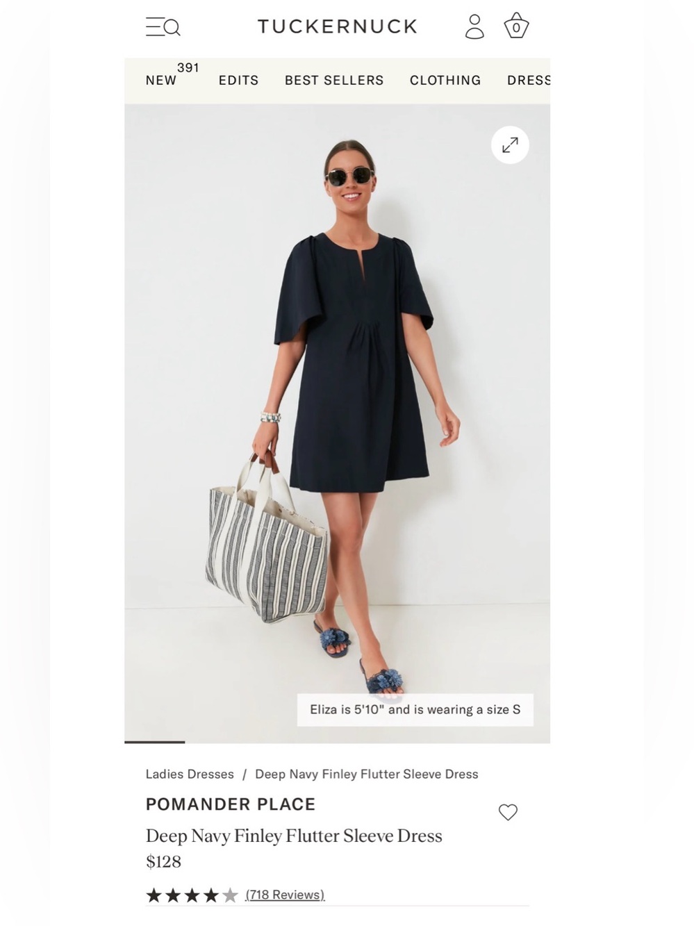 NWT Pomander Place Deep Navy Finley Flutter Sleeve Dress - Picture 9 of 9